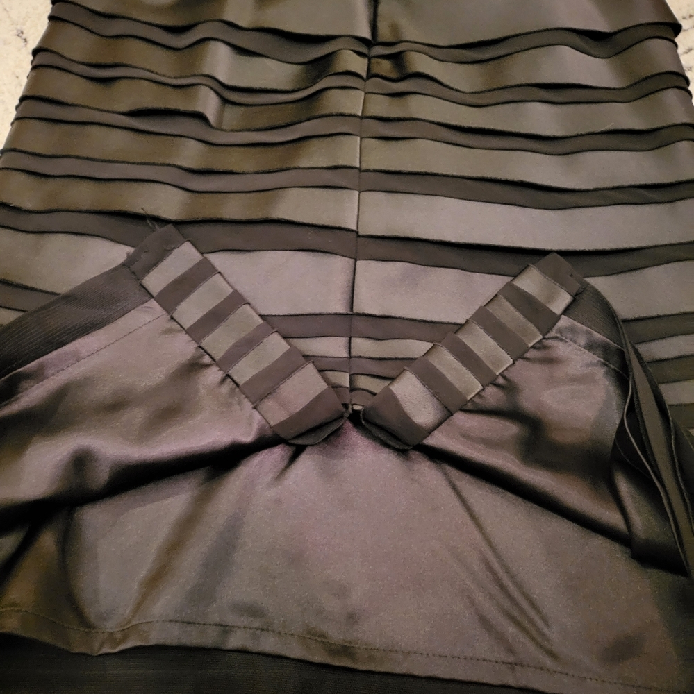 WHBM Black Satin and Chiffon Cocktail Dress - Picture 7 of 7